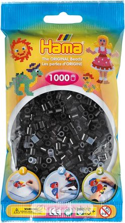 Tüte mit 1000 Kunststoffperlen Midi Schwarz HAMA-207-18 Hama 2