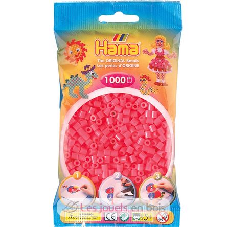 Tüte mit 1000 Kunststoffperlen Midi Neonrot HAMA-207-33 Hama 1
