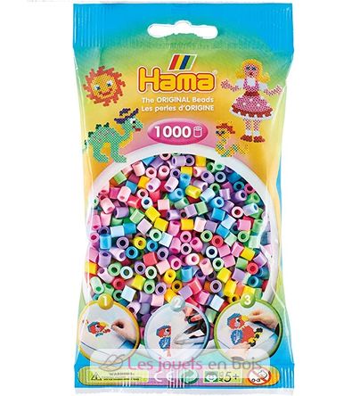 Tüte mit 1000 Kunststoffperlen Midi Pastell mischen HAMA-207-50 Hama 1