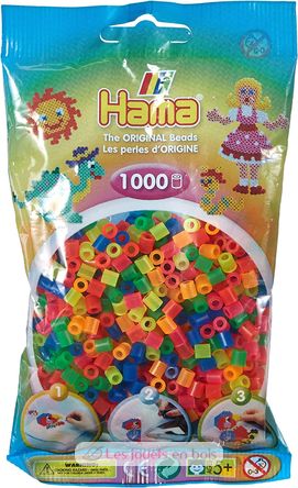 Tüte mit 1000 Kunststoffperlen Midi Neon-Mix HAMA-207-51 Hama 2