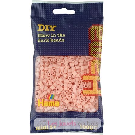 Tüte mit 1000 Kunststoffperlen Midi phosphoreszierendes rosa HAMA-207-56 Hama 1