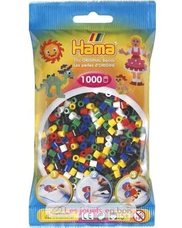 Tüte mit 1000 Kunststoffperlen Midi Basismischung 6 Farben HAMA-207-66 Hama 1