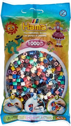 Tüte mit 1000 Kunststoffperlen Midi Basismischung 22 Farben HAMA-207-67 Hama 1