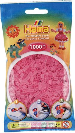 Tüte mit 1000 Kunststoffperlen Midi transparentes Rosa HAMA-207-72 Hama 1