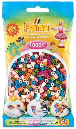 Tüte mit 1000 Kunststoffperlen Midi Mischen Sie 58 Farben HAMA-207-58 Hama 1