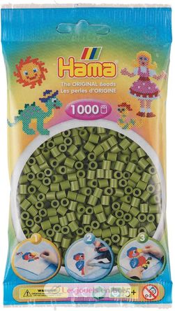 Tüte mit 1000 Kunststoffperlen Midi Olivgrün 207-84 Hama 2