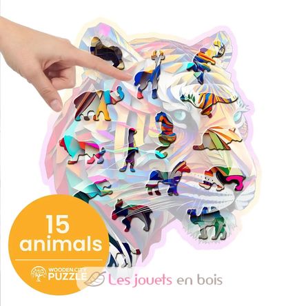 Holzpuzzle Bunter Tiger 150 Teile WC-HE-0169-M Wooden City 3
