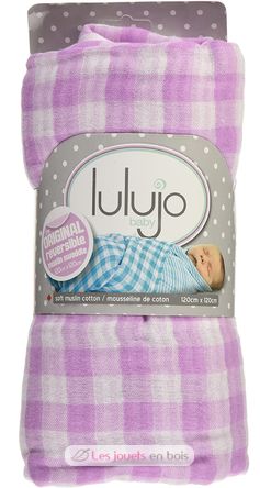 Muslin swaddle mulltuch reversible - pink LLJ-121-003-002 Lulujo 4