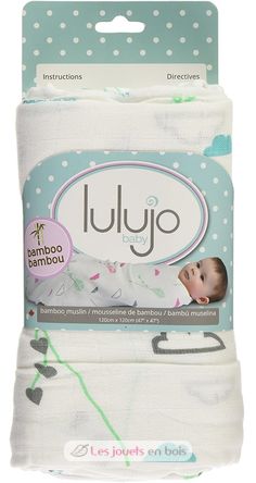 Bamboo Swaddle Mulltuch - Aqua Kite LLJ-121-005-001 Lulujo 5