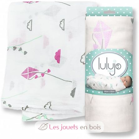 Bamboo Swaddle Mulltuch - Pink Kite LLJ-121-005-004 Lulujo 1