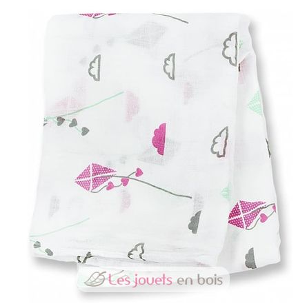 Bamboo Swaddle Mulltuch - Pink Kite LLJ-121-005-004 Lulujo 5