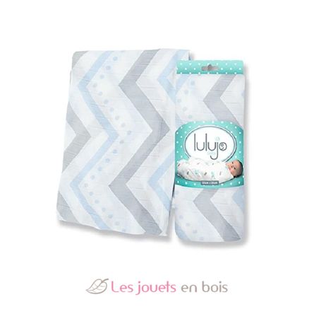 Bamboo Swaddle Mulltuch - Blue Chevron LLJ-121-005-005 Lulujo 1