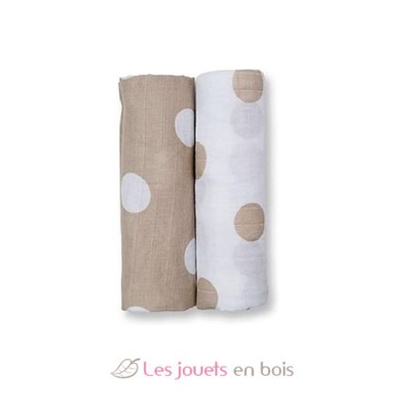 Muslin Baby Swaddle Mulltuch 2er Set - Cream Polka Dots LLJ-121-013-004 Lulujo 2