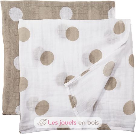 Muslin Baby Swaddle Mulltuch 2er Set - Cream Polka Dots LLJ-121-013-004 Lulujo 1