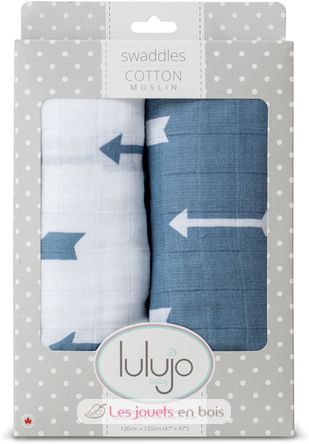 Muslin Baby Swaddle Mulltuch 2er Set - Blue Arrows LLJ-121-013-006 Lulujo 2