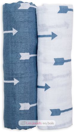 Muslin Baby Swaddle Mulltuch 2er Set - Blue Arrows LLJ-121-013-006 Lulujo 1