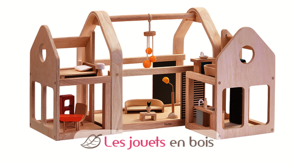 Möbliertes 3-in-1-Puppenhaus PT7611 Plan Toys 2