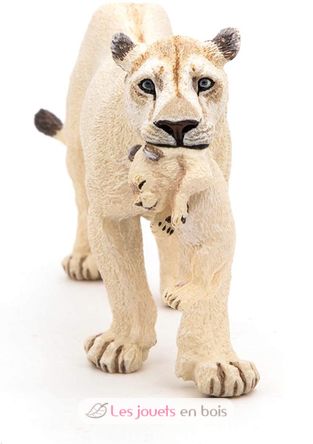 Weiße Löwin-Figur mit ihrem kleinen Löwenbaby PA50203 Papo 2