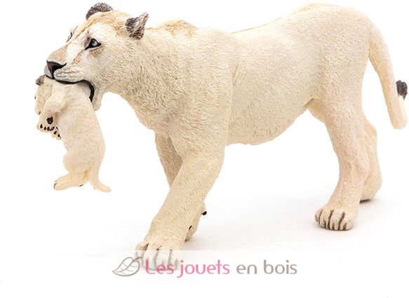 Weiße Löwin-Figur mit ihrem kleinen Löwenbaby PA50203 Papo 4