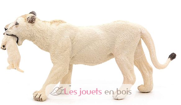 Weiße Löwin-Figur mit ihrem kleinen Löwenbaby PA50203 Papo 6