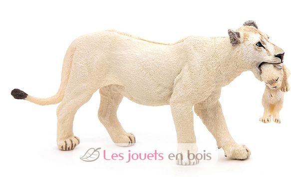 Weiße Löwin-Figur mit ihrem kleinen Löwenbaby PA50203 Papo 8