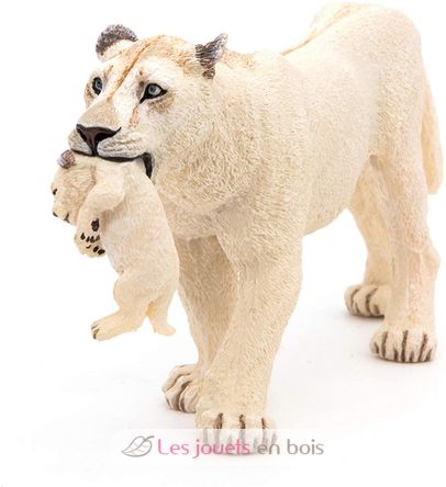 Weiße Löwin-Figur mit ihrem kleinen Löwenbaby PA50203 Papo 7