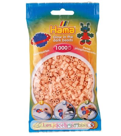 Tüte mit 1000 Kunststoffperlen Midi phosphoreszierendes rosa HAMA-207-56 Hama 1