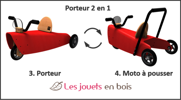 Rutschfahrzeug Motorrad 2 in 1 Rot CDV-PMO-20-RG Chou Du Volant 10