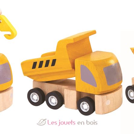 3 Baufahrzeuge aus Holz PT6047 Plan Toys 2