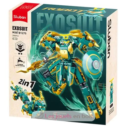 Roboter PR Mecha 2in1 grün gelb SL-M38-B1275 Sluban 1