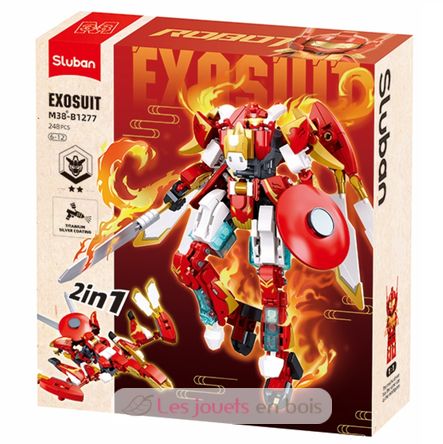 Roboter PR Mecha 2in1 rot weiß SL-M38-B1277 Sluban 1