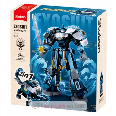 Roboter PR Mecha 2in1 blau grau SL-M38-B1278 Sluban 1