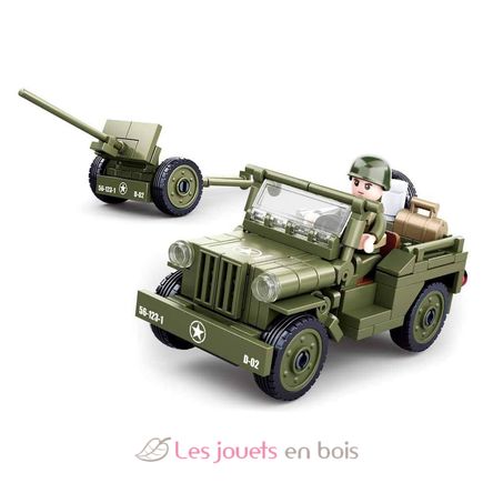 Army WWII - Jeep mit Flugabwehrkanone SL-M38-B0853 Sluban 2