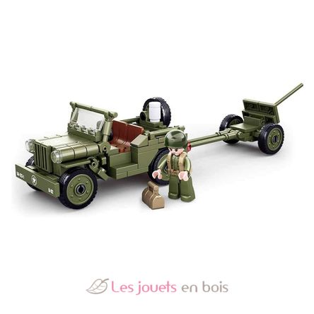 Army WWII - Jeep mit Flugabwehrkanone SL-M38-B0853 Sluban 3