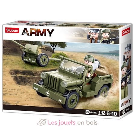 Army WWII - Jeep mit Flugabwehrkanone SL-M38-B0853 Sluban 1
