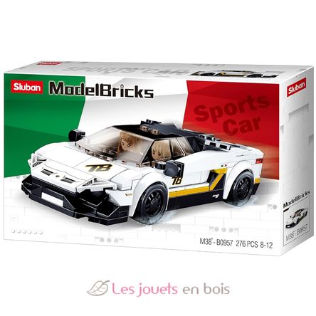 Model Bricks - Weißer italienischer Supersportwagen SL-M38-B0957 Sluban 1