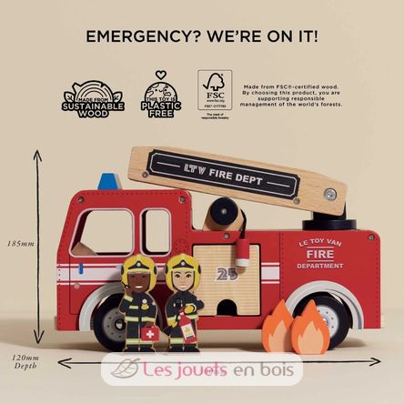 Feuerwehrauto aus Holz TV427 Le Toy Van 5