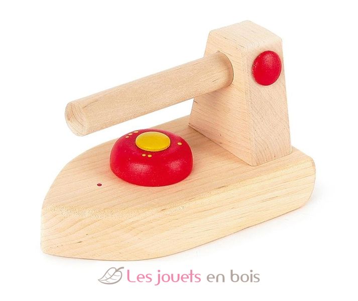 Bügeleisen aus Holz für kleines Mädchen. Bügeleisen und Janod-Bügelbrett