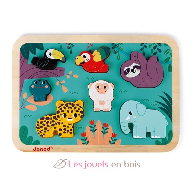Hess Holzspielzeug Puzzle Waldtiere – 6-teiliges Griffpuzzle Aus Holz Für Kinder Ab 3 Jahren, 25x25 Cm