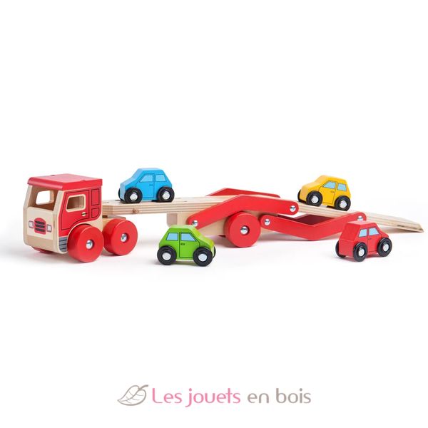 Classic World Holz-Autotransporter Mit 3 Fahrzeugen – Spielzeug Für Kinder Ab 18 Monaten